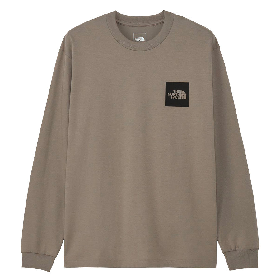 THE NORTH FACE ロングスリーブスクエアロゴティー マッシュルーム 正面 平置き NT82534