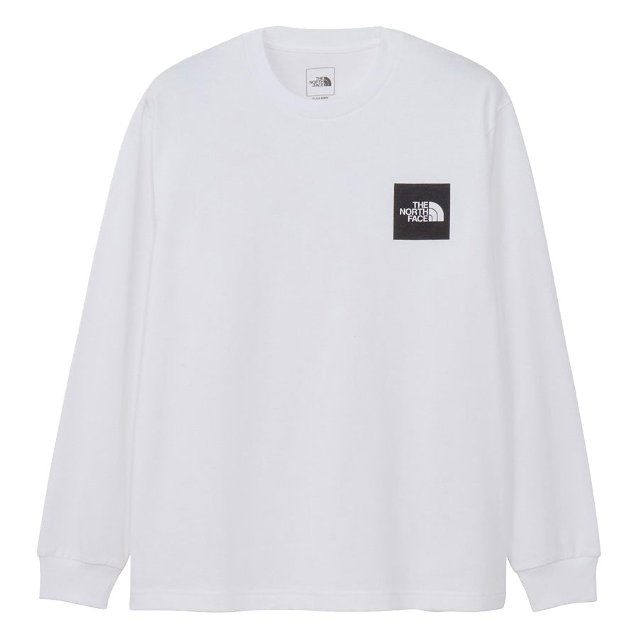 THE NORTH FACE ロングスリーブスクエアロゴティー ホワイト 正面 平置き NT82534