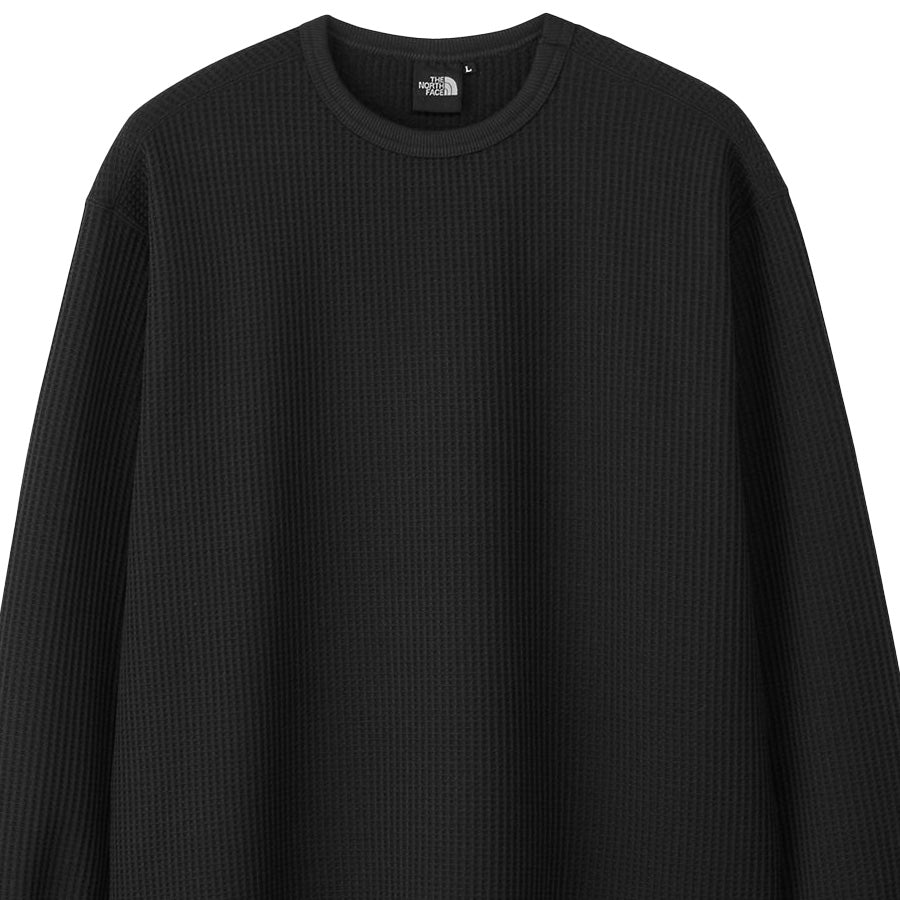 THE NORTH FACE ロングスリーブウォームワッフルクルー ブラック 胸元 詳細 NT62436