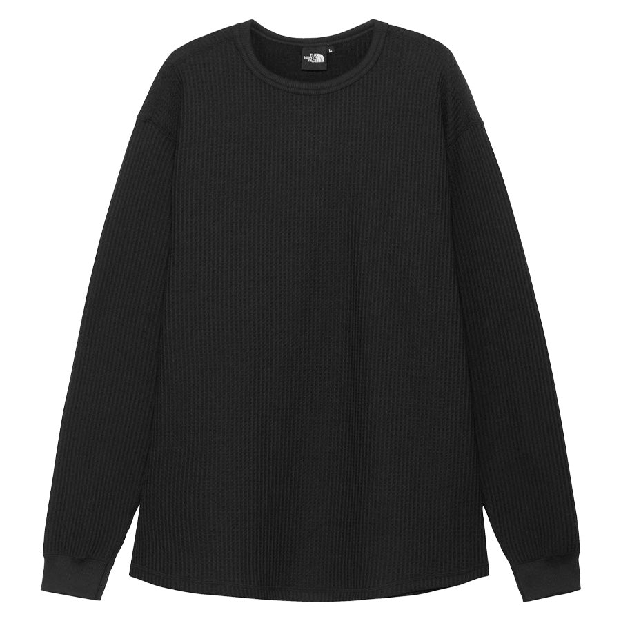 THE NORTH FACE ロングスリーブウォームワッフルクルー ブラック 正面 平置き NT62436