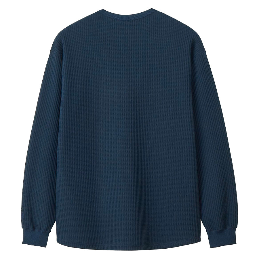 THE NORTH FACE ロングスリーブウォームワッフルクルー アーバンネイビー 背面 平置き NT62436