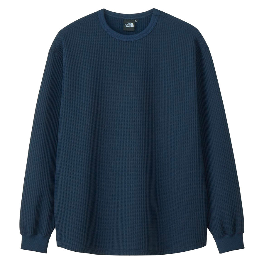 THE NORTH FACE ロングスリーブウォームワッフルクルー アーバンネイビー 正面 平置き NT62436