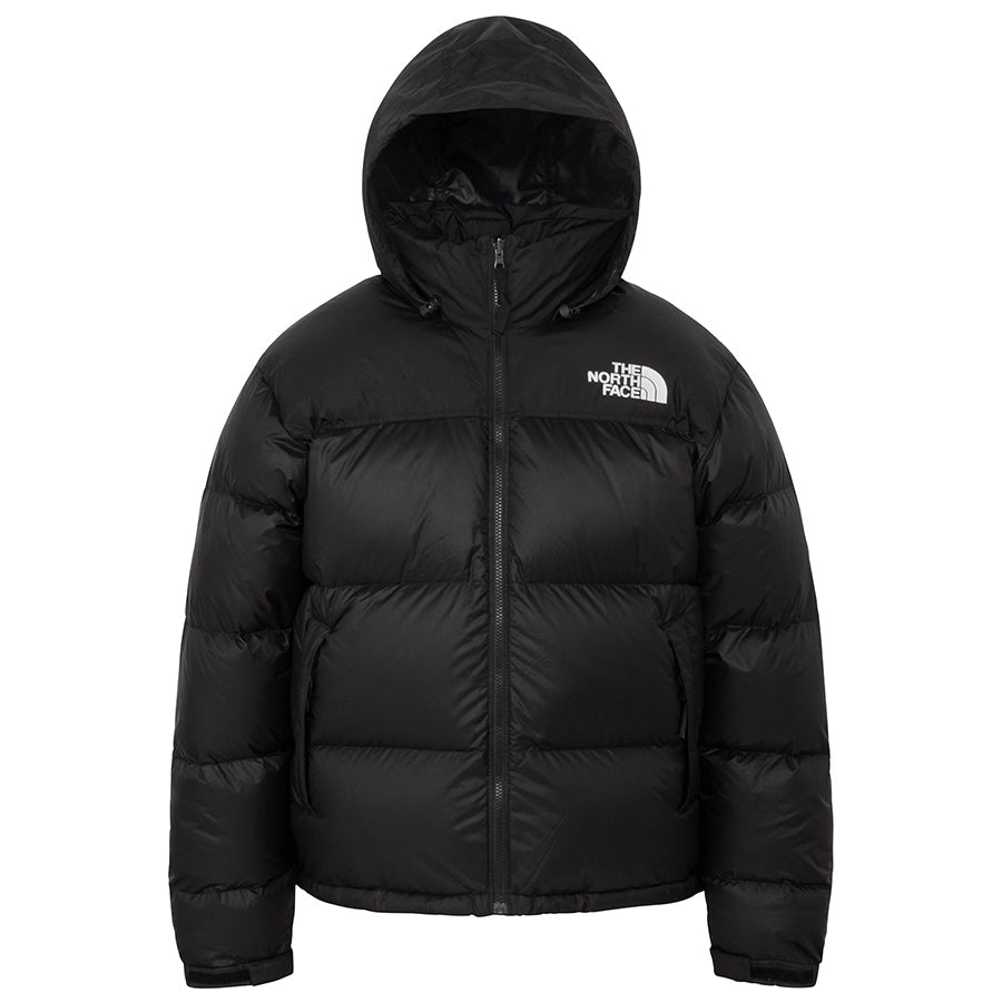 THE NORTH FACE ヌプシジャケット ブラック 正面 フードを出した状態 ND92555