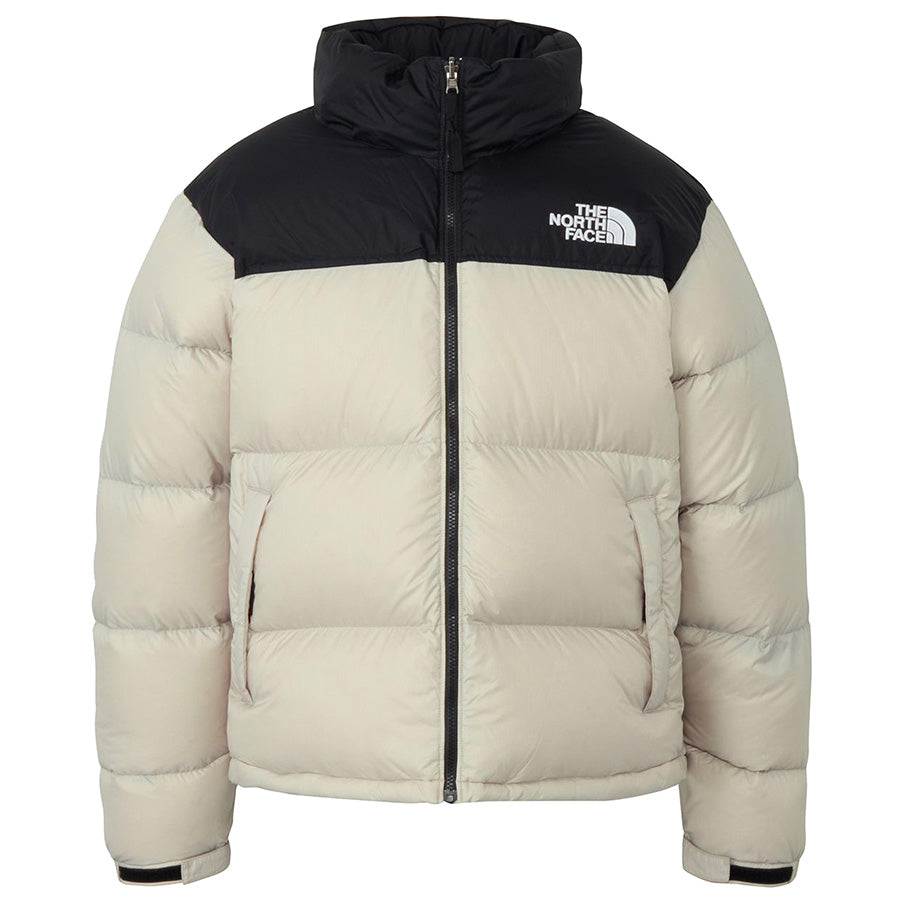 THE NORTH FACE ヌプシジャケット フォッシルアイボリー×ブラック 正面 平置き ND92555