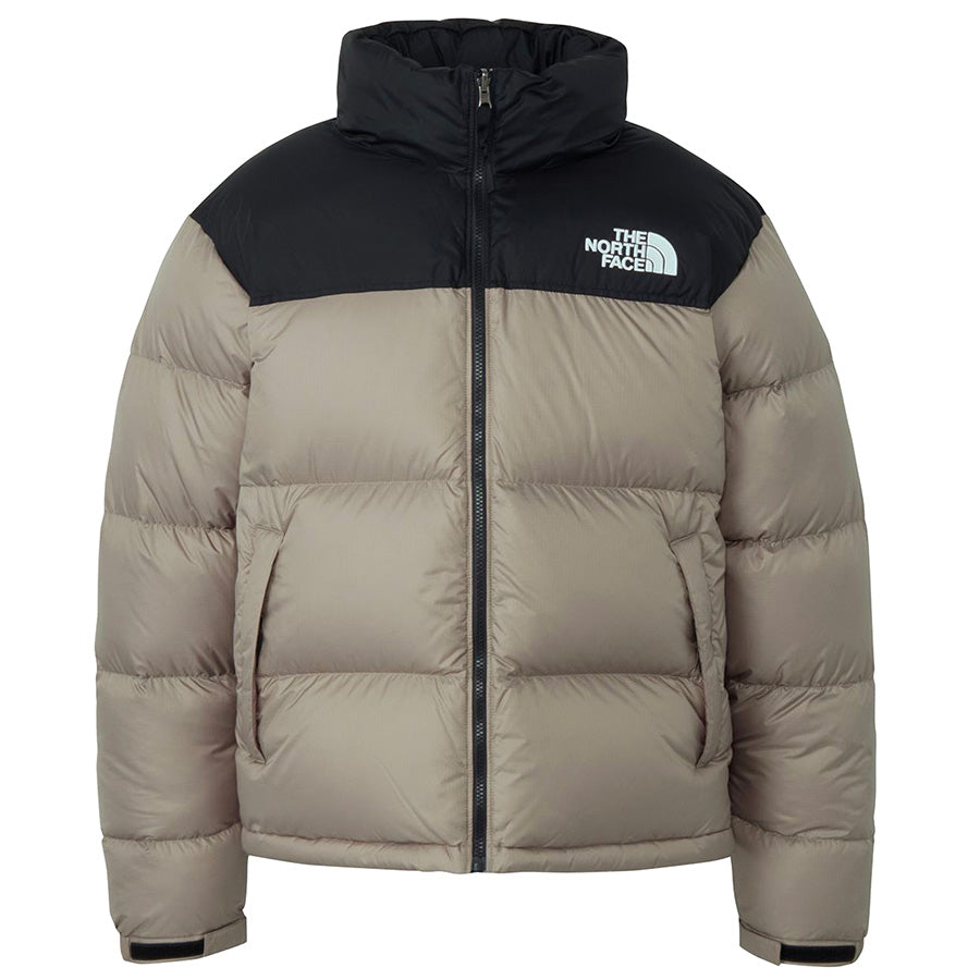 THE NORTH FACE ヌプシジャケット マッシュルーム×ブラック 正面 平置き ND92555