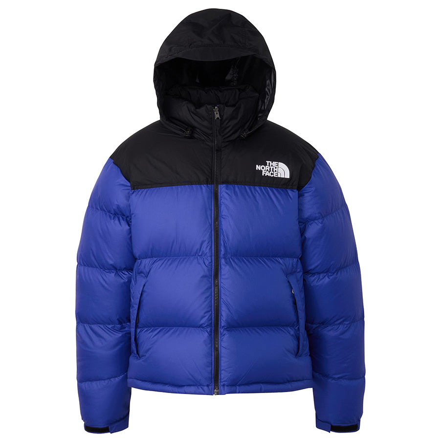 THE NORTH FACE ヌプシジャケット TNFブルー×ブラック 正面 フードを出した状態 ND92555
