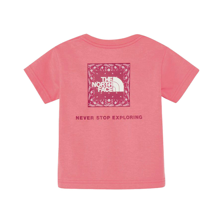 THE NORTH FACE ショートスリーブバンダナスクエアロゴティー コーラルクラッシュ 背面デザイン