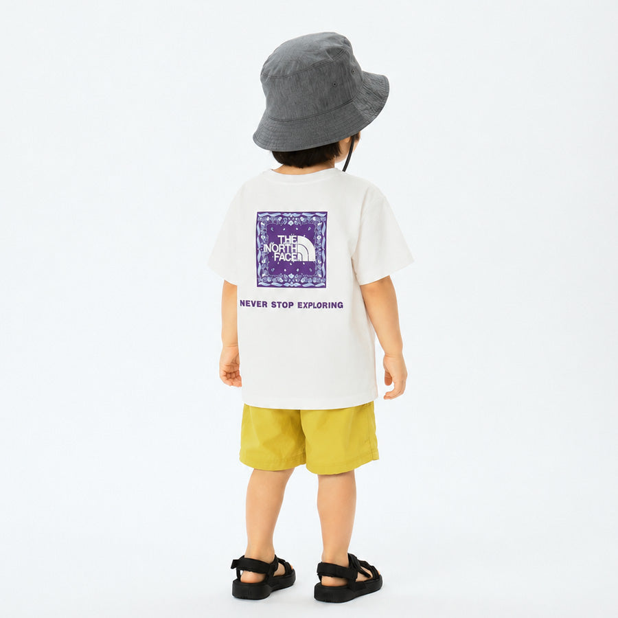 THE NORTH FACE トドラーショートスリーブバンダナスクェアロゴティー モデル着用イメージ