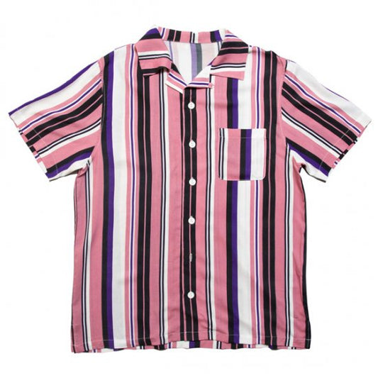 Open Collar Striped Shirt