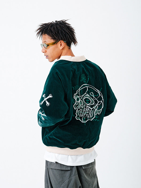 New School Skull Velour Jacket – BLACK STORE